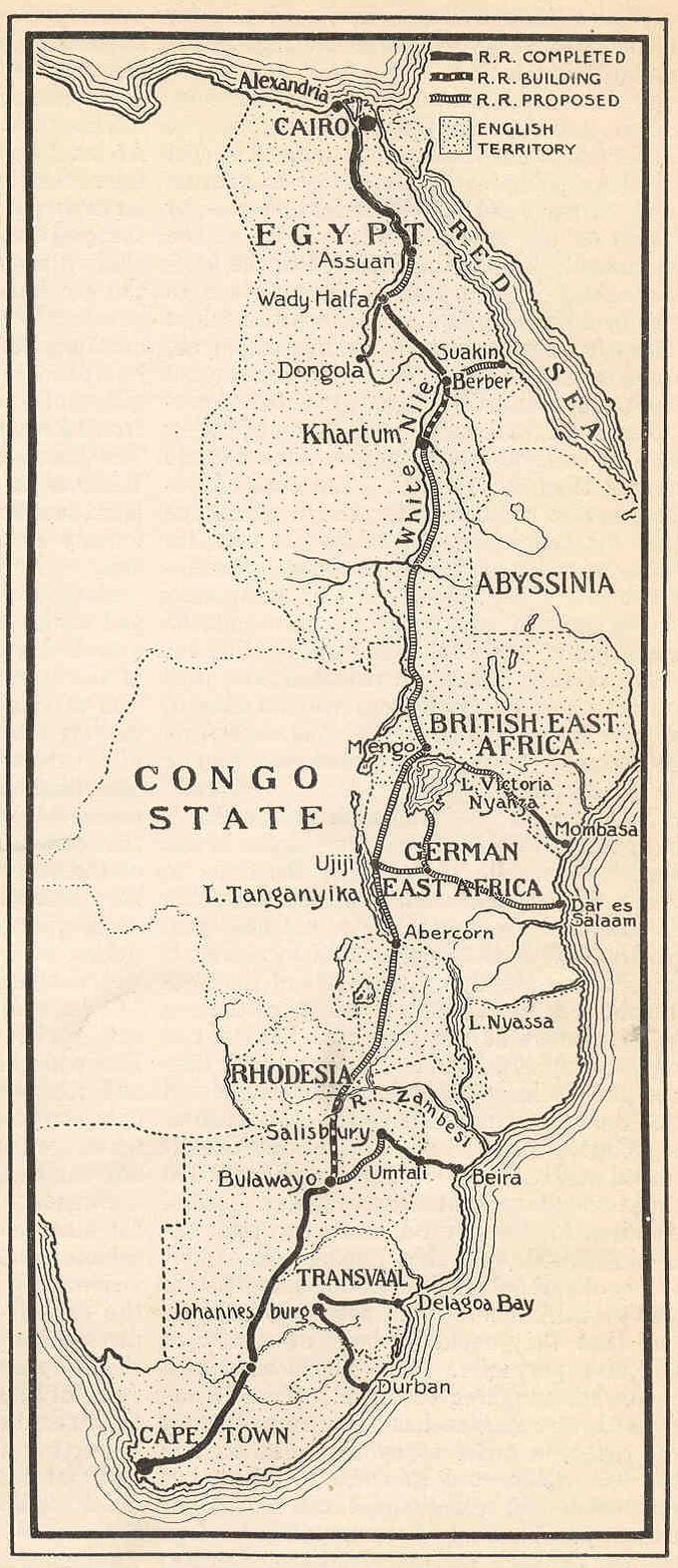 Mapa kapského do káhiry železniční